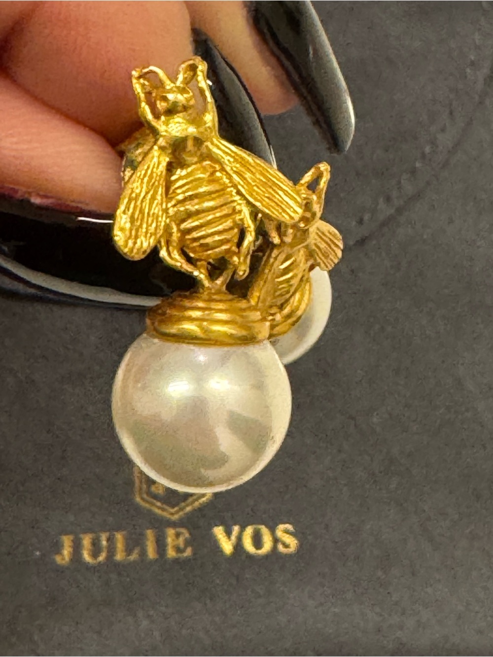 Julie Vos Honeybee Pearl Drop Earrings & Pouch